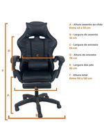 Cadeira Gamer Stillus Ergonômica-Apoio Para Os Pés - Preto