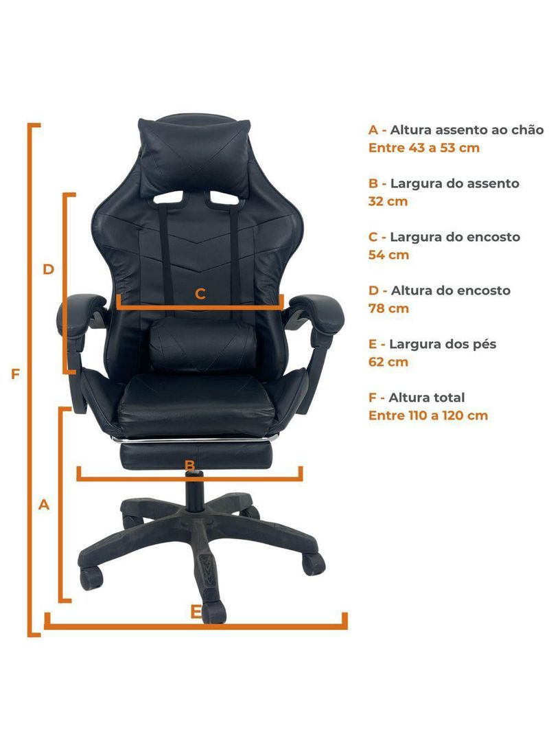 Cadeira Gamer Stillus Ergonômica-Apoio Para Os Pés - Preto