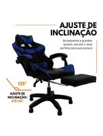 Cadeira Gamer Stillus Ergonômica Com Apoio Para Os Pés Azul