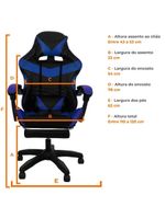 Cadeira Gamer Stillus Ergonômica Com Apoio Para Os Pés Azul