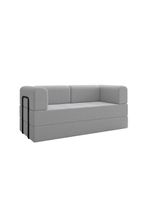 Sofá 2 Lugares Na Caixa Modular Linho Bege Cinza