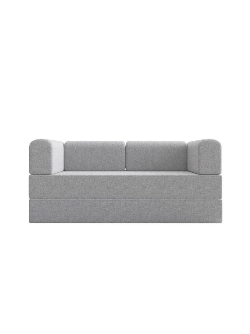 Sofá 2 Lugares Na Caixa Modular Linho Bege Cinza
