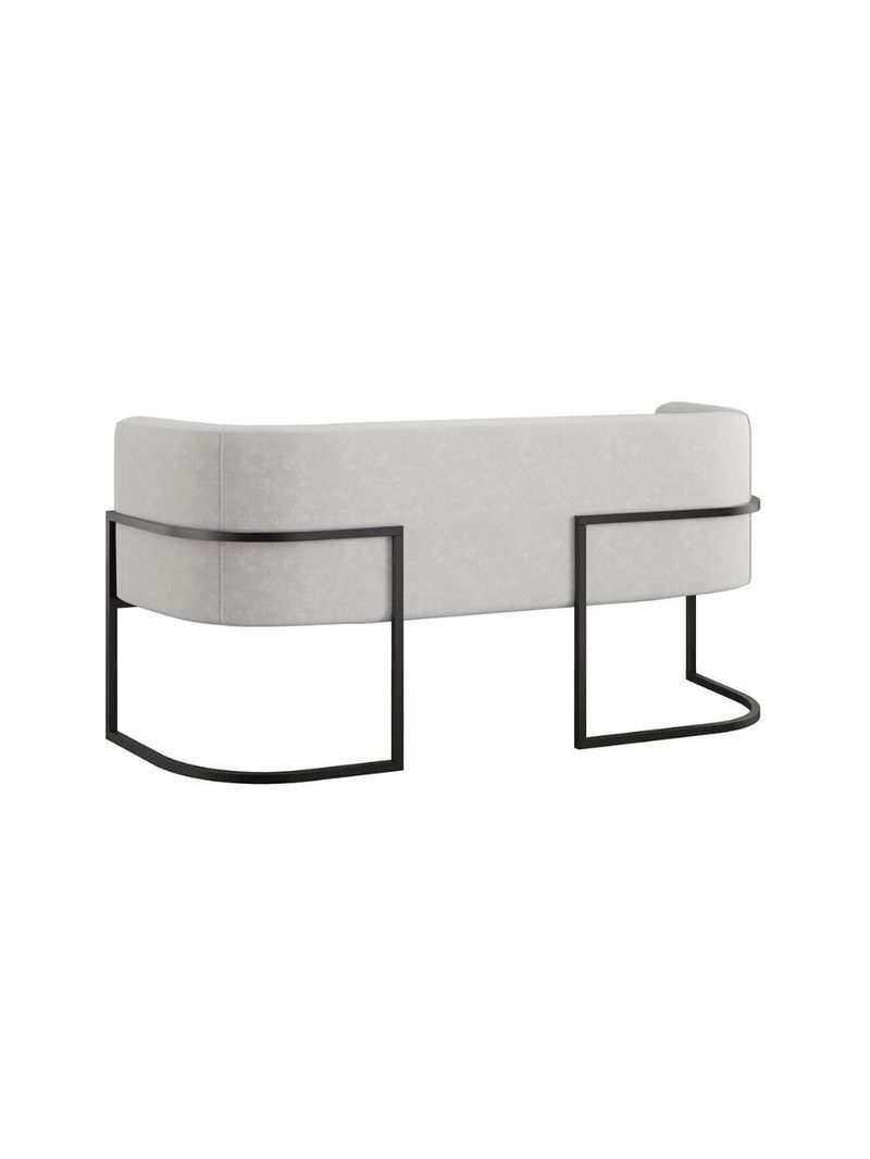 Sofá 2 Lugares Com Base De Metal Preto Reforçada Bege