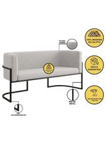 Sofá 2 Lugares Com Base De Metal Preto Reforçada Bege