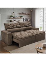 Sofá Retrátil E Reclinável 2,00m Essence Velusoft Castor Cama Inbox