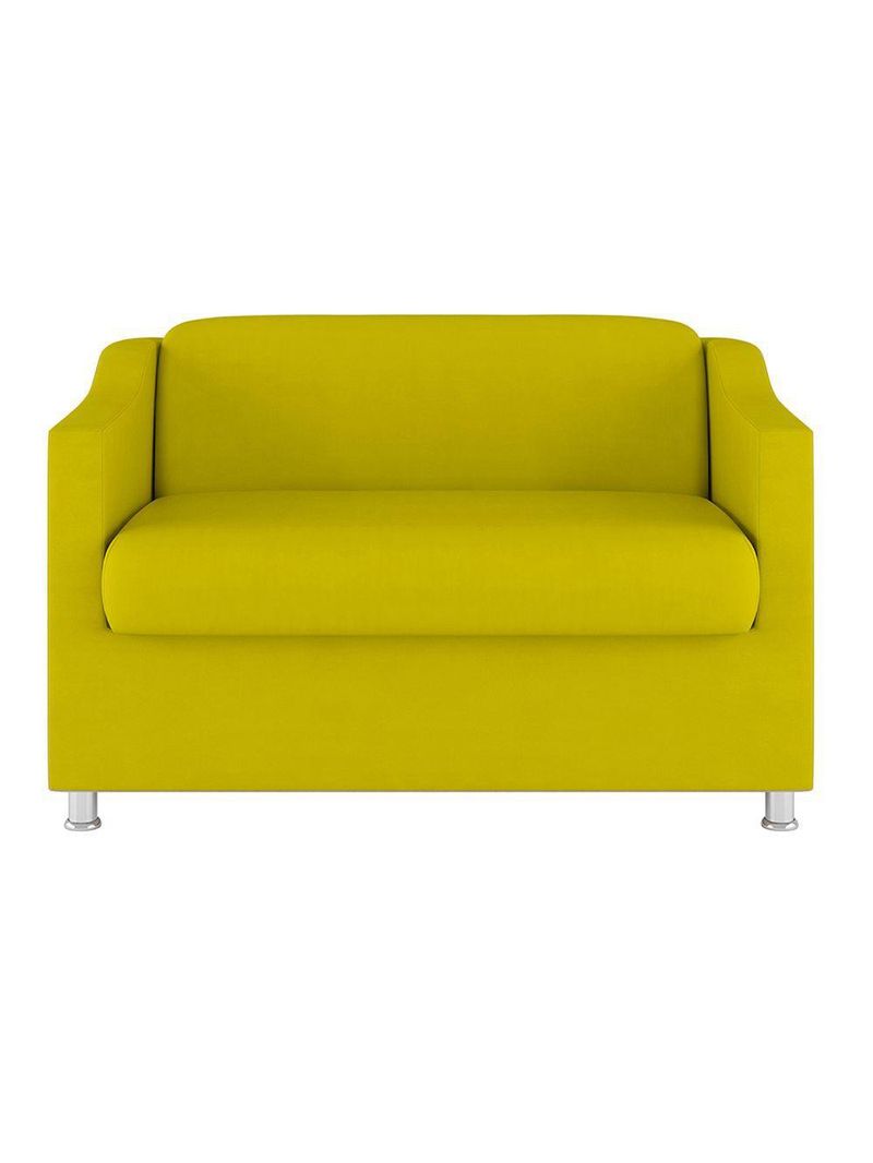 Kit Sofá Namoradeira + 02 Poltrona Tilla Recepção Sala Suede amarelo