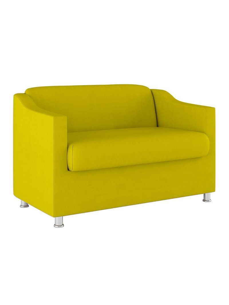 Kit Sofá Namoradeira + 02 Poltrona Tilla Recepção Sala Suede amarelo