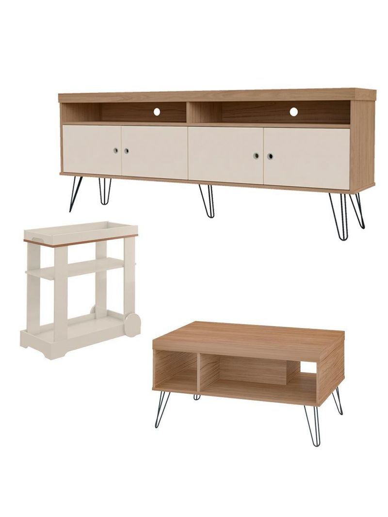 Rack Mesa De Centro Carrinho RMC4642 Arly Carvalho Off White