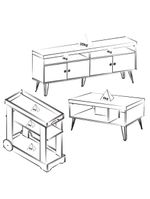 Rack Mesa De Centro Carrinho RMC4642 Arly Carvalho Off White
