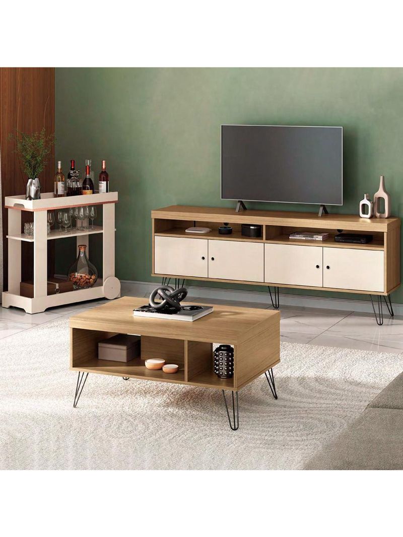 Rack Mesa De Centro Carrinho RMC4642 Arly Carvalho Off White
