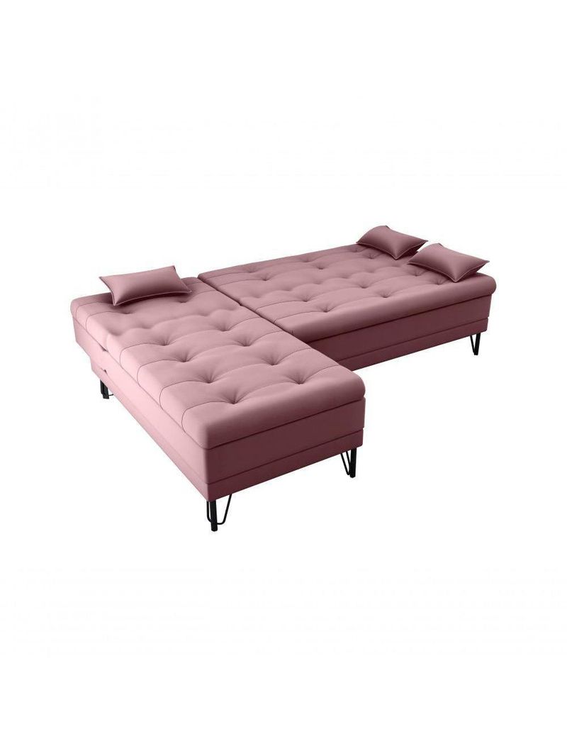 Sofá Cama Com Chaise 3 Lugares 2,00 Mts Nice Matrix Rosê