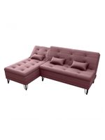 Sofá Cama Com Chaise 3 Lugares 2,00 Mts Nice Matrix Rosê