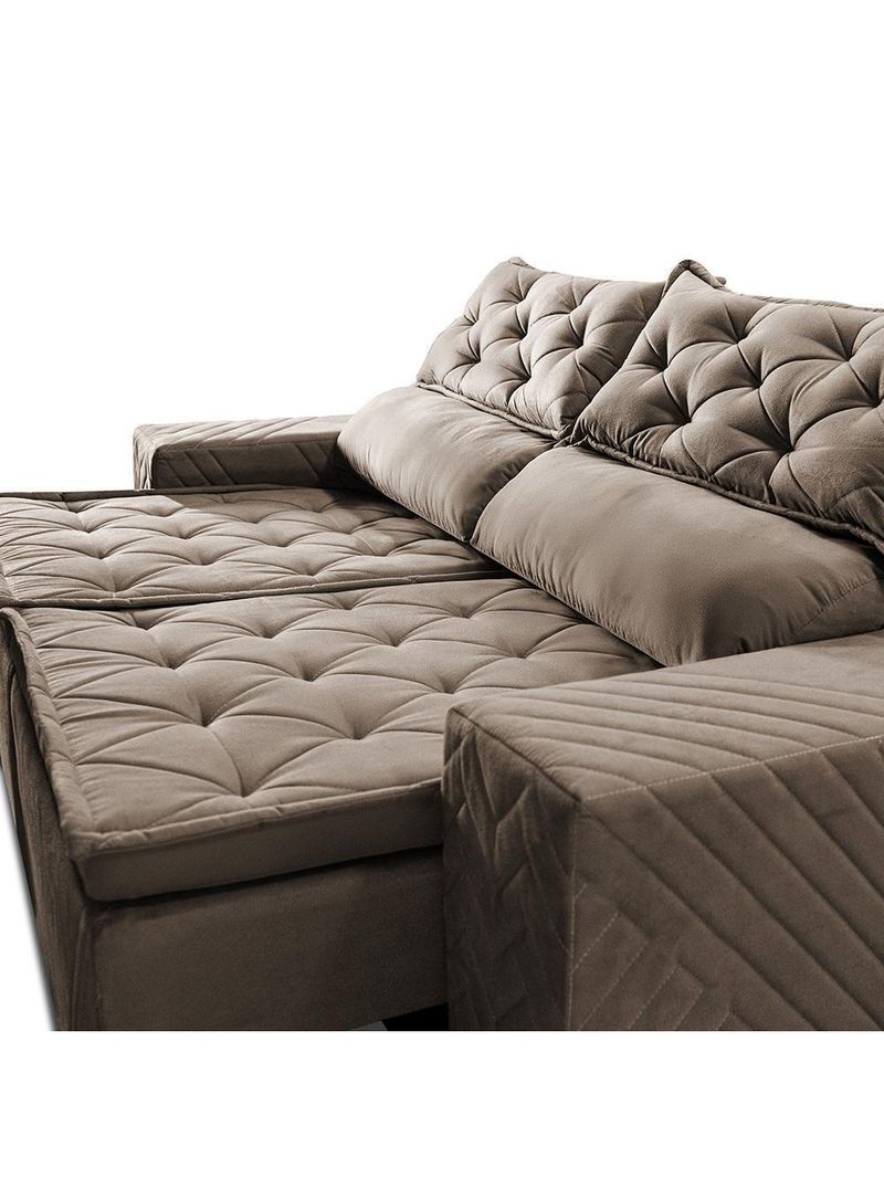 Sofá Retrátil E Reclinável 2,30m Essence Velusoft Castor Cama Inbox