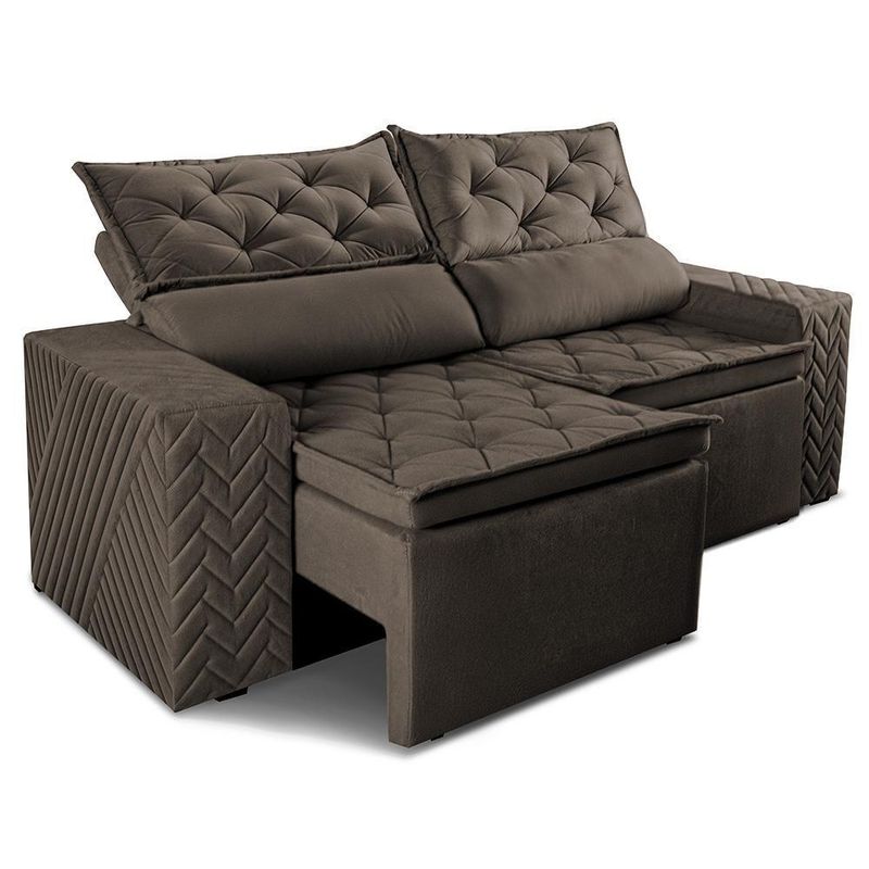 Sofá Retrátil E Reclinável 2,30m Essence Velusoft Café Cama Inbox