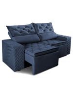 Sofá Retrátil E Reclinável 2,30m Essence Velusoft Azul Cama Inbox
