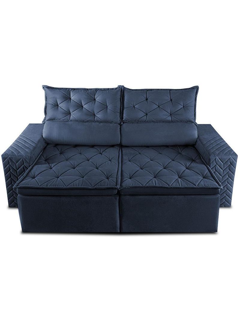 Sofá Retrátil E Reclinável 2,30m Essence Velusoft Azul Cama Inbox