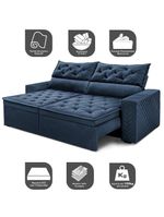 Sofá Retrátil E Reclinável 2,30m Essence Velusoft Azul Cama Inbox
