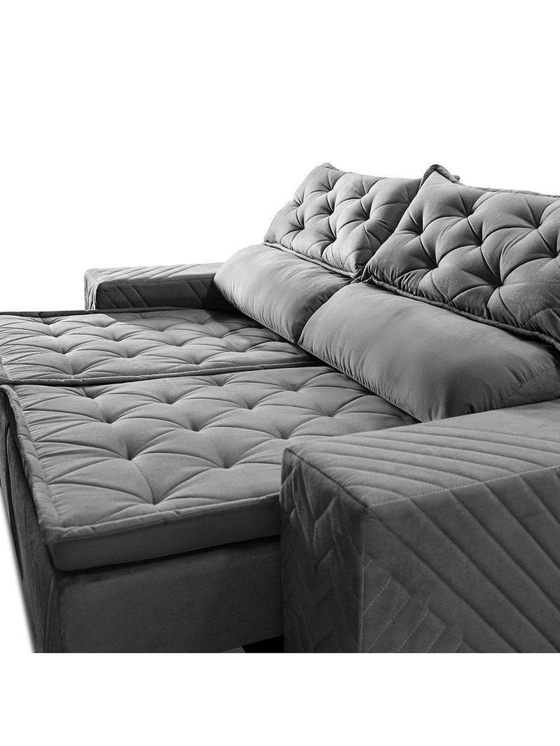 Sofá Retrátil E Reclinável 2,00m Essence Velusoft Cinza Cama Inbox