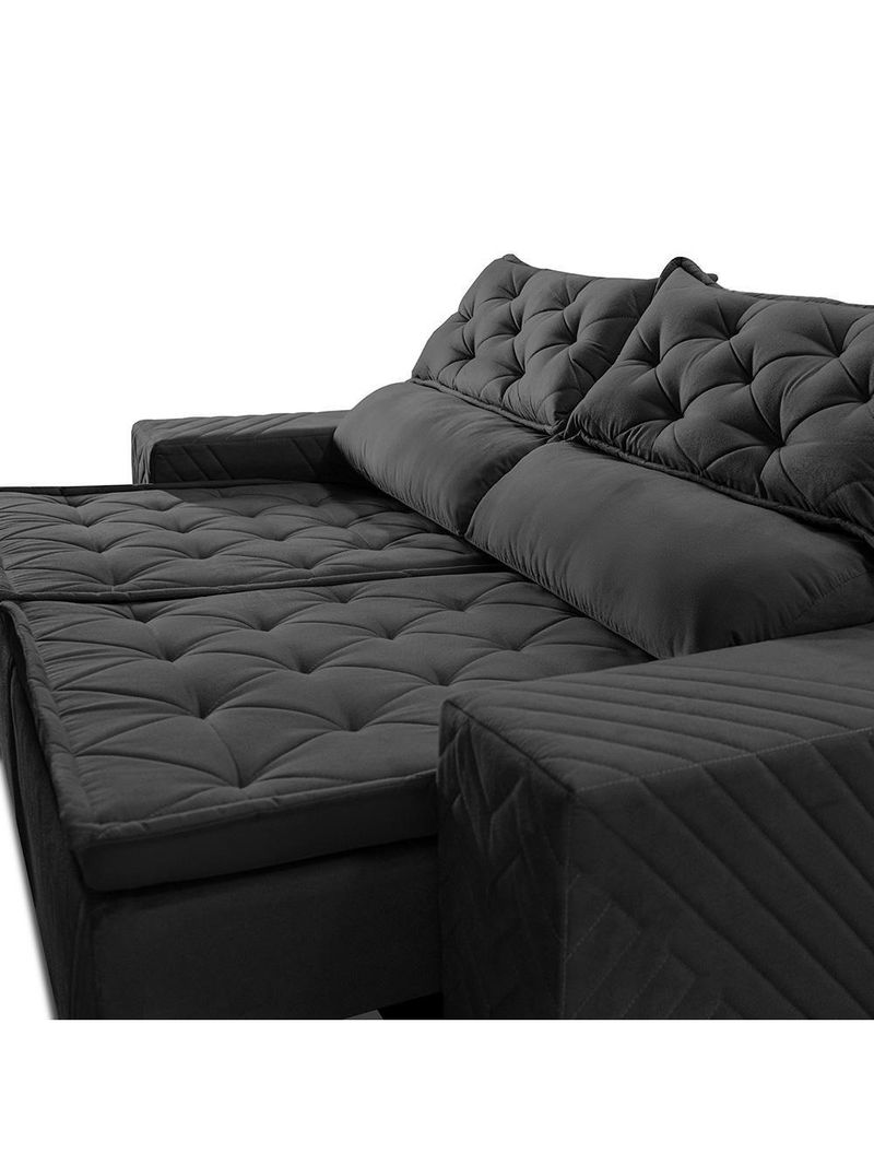 Sofá Retrátil E Reclinável 2,00m Essence Velusoft Preto Cama Inbox