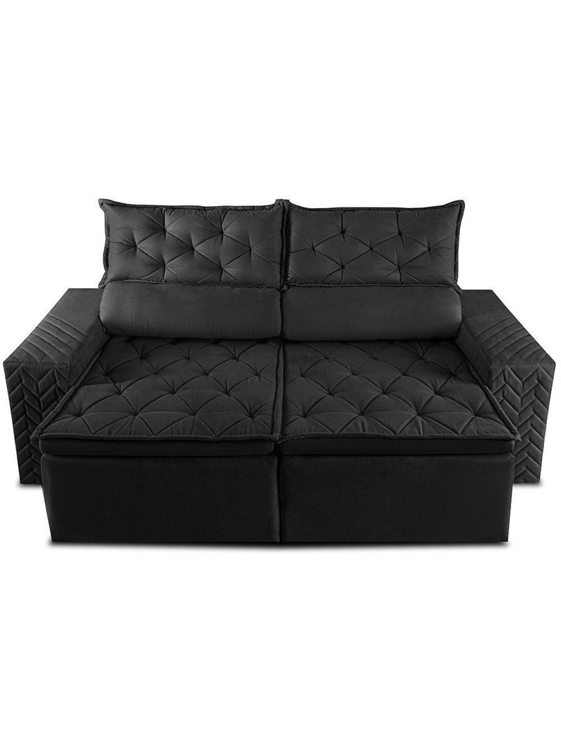 Sofá Retrátil E Reclinável 2,00m Essence Velusoft Preto Cama Inbox