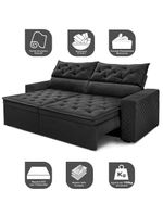 Sofá Retrátil E Reclinável 2,00m Essence Velusoft Preto Cama Inbox
