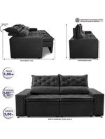 Sofá Retrátil E Reclinável 2,00m Essence Velusoft Preto Cama Inbox