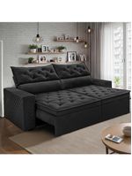 Sofá Retrátil E Reclinável 2,00m Essence Velusoft Preto Cama Inbox