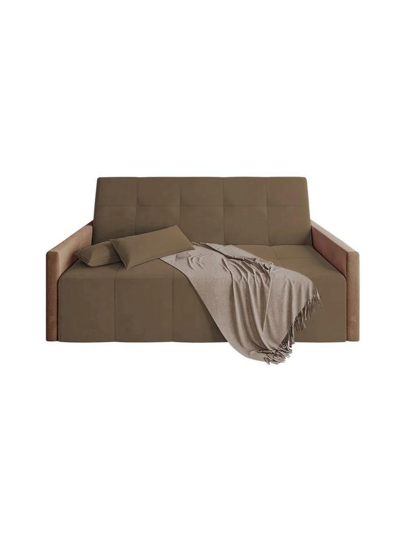 Sofá Cama 4 Lugares Paris Retrátil E Reclinável 2,10m Veludo Marrom