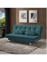 Sofá Cama Casal Berlim 190cm Design Moderno Veludo Azul