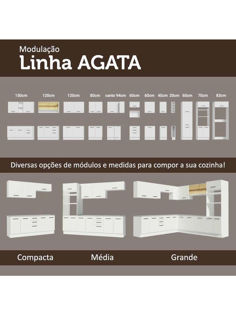 Armário de cozinha aéreo de canto 1 porta para linha de 60 cm de ...