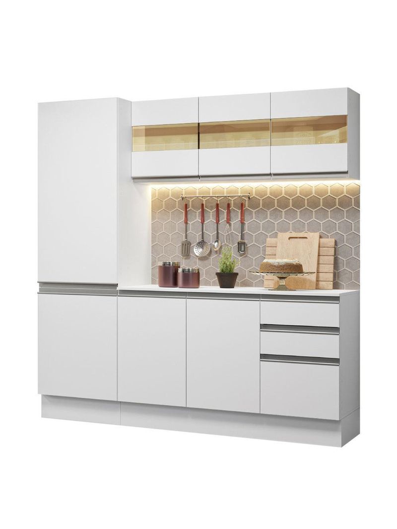 Armário de cozinha compacta 100% mdf 170 cm branco smart madesa 01