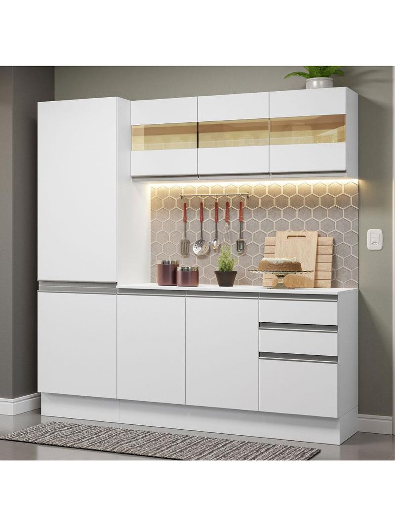 Armário de cozinha compacta 100% mdf 170 cm branco smart madesa 01