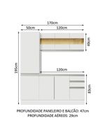 Armário de cozinha compacta 100% mdf 170 cm branco smart madesa 01