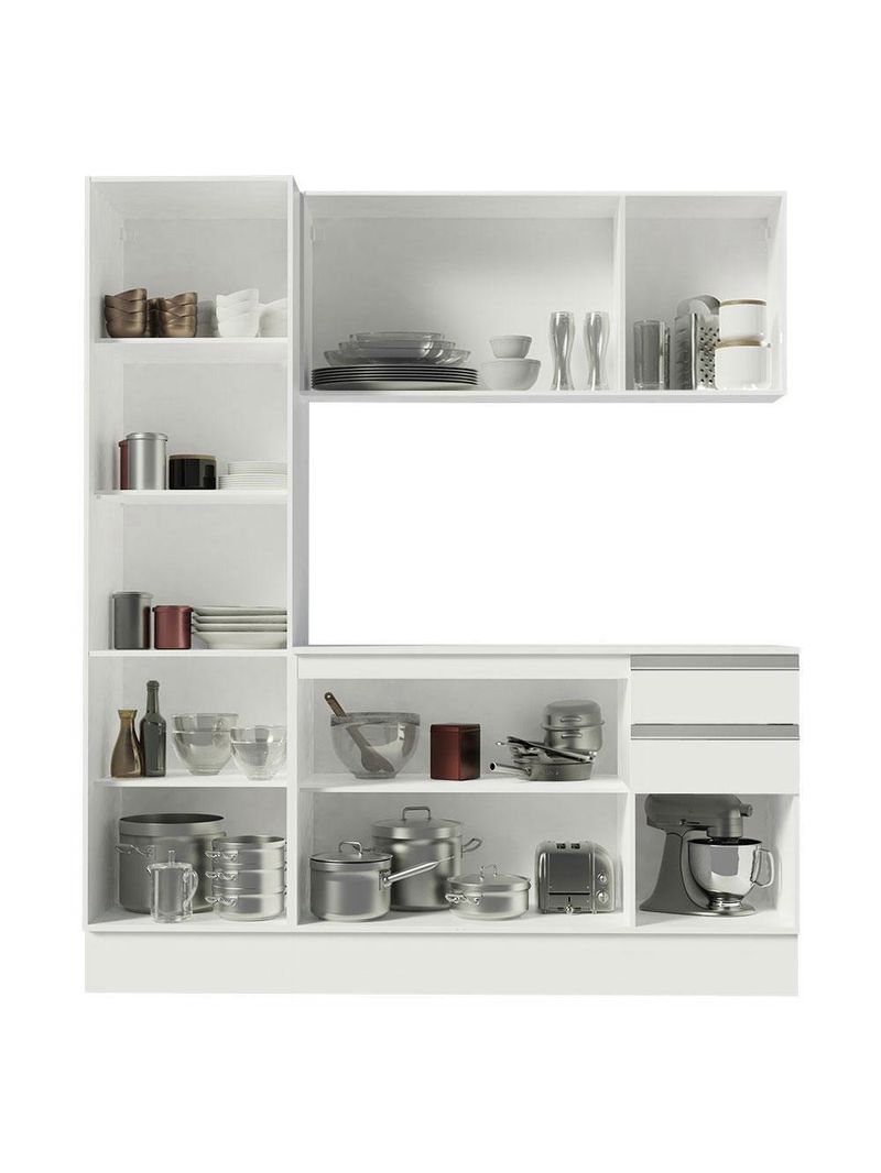 Armário de cozinha compacta 100% mdf 170 cm branco smart madesa 01