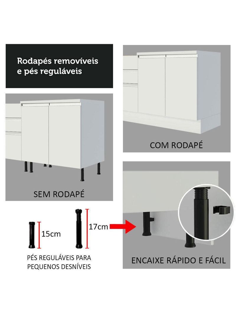 Armário de cozinha compacta 100% mdf 170 cm branco smart madesa 01