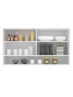 Armário de cozinha aéreo 2 portas de correr de vidro reflex e 1 nicho branco glamy madesa