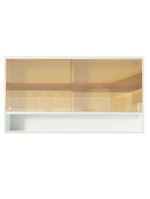 Armário de cozinha aéreo 2 portas de correr de vidro reflex e 1 nicho branco glamy madesa