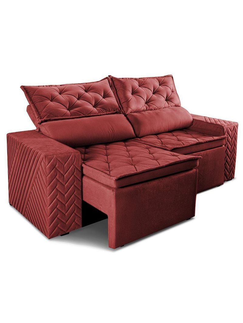 Sofá Retrátil E Reclinável 2,30m Essence Velusoft Vermelho Cama Inbox