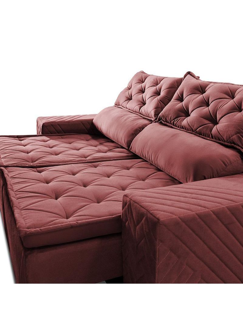Sofá Retrátil E Reclinável 2,30m Essence Velusoft Vermelho Cama Inbox