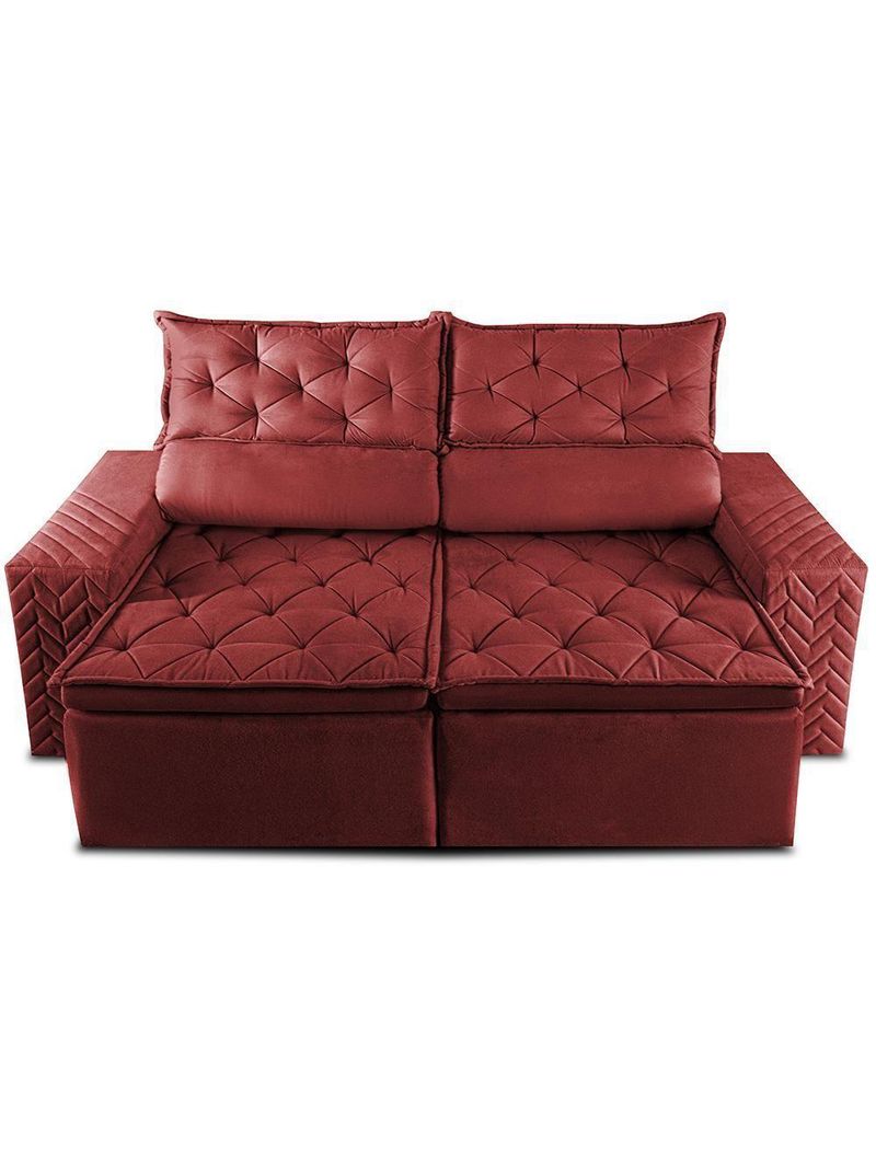 Sofá Retrátil E Reclinável 2,30m Essence Velusoft Vermelho Cama Inbox