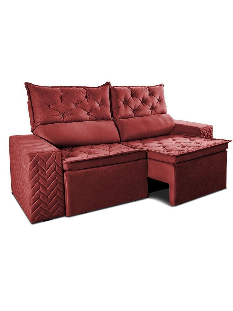 Sofá Retrátil E Reclinável 2,30m Essence Velusoft Vermelho Cama Inbox