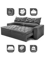 Sofá Retrátil E Reclinável 2,30m Essence Velusoft Cinza Cama Inbox