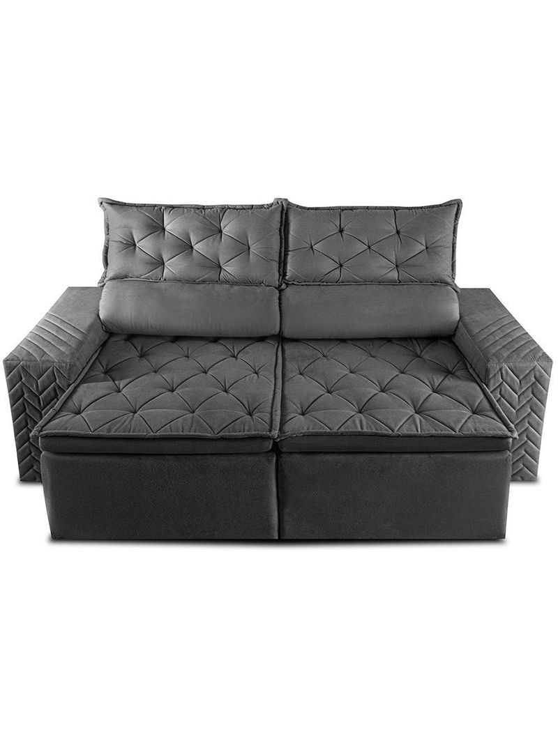 Sofá Retrátil E Reclinável 2,30m Essence Velusoft Cinza Cama Inbox