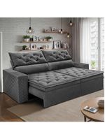 Sofá Retrátil E Reclinável 2,30m Essence Velusoft Cinza Cama Inbox