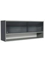Armário de cozinha aéreo 2 portas de correr de vidro neutral e 1 nicho cinza nice madesa