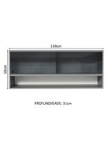 Armário de cozinha aéreo 2 portas de correr de vidro neutral e 1 nicho cinza nice madesa