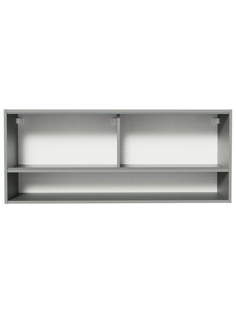 Armário de cozinha aéreo 2 portas de correr de vidro neutral e 1 nicho cinza nice madesa