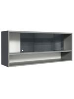 Armário de cozinha aéreo 2 portas de correr de vidro neutral e 1 nicho cinza nice madesa