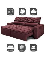 Sofá Retrátil E Reclinável 2,00m Essence Velusoft Vinho Cama Inbox