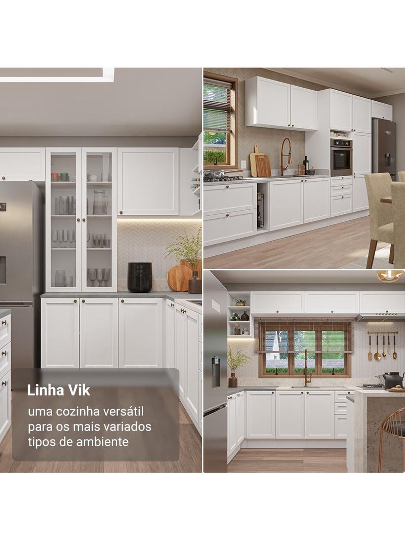 Armário aéreo 80 cm 2 portas branco vik madesa